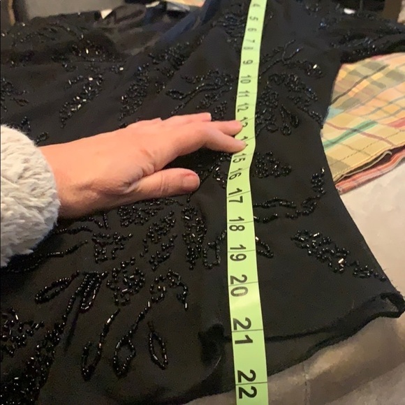 DressBarn Black beaded top w sheer beaded sleeves - Picture 6 of 6